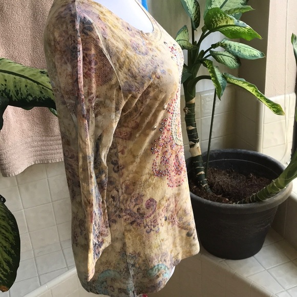 Dressbarn round neck top with front bling - Picture 3 of 7